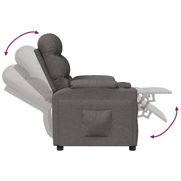 vidaXL Reclinerfåtölj mörkgrå tyg Grå
