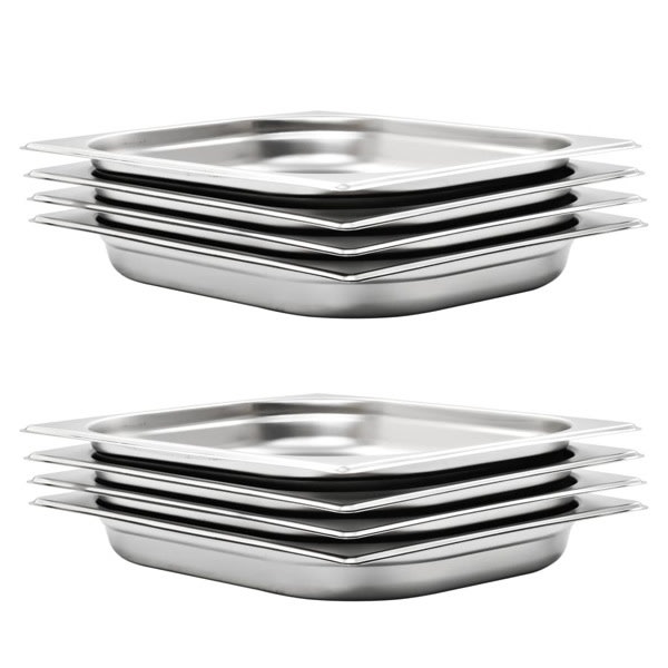 vidaXL Gastronormkantiner 8 st GN 1/2 40 mm rostfritt stål Silver