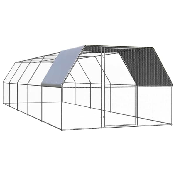 vidaXL Hönsbur för utomhusbruk 3x10x2 m galvaniserat stål Silver