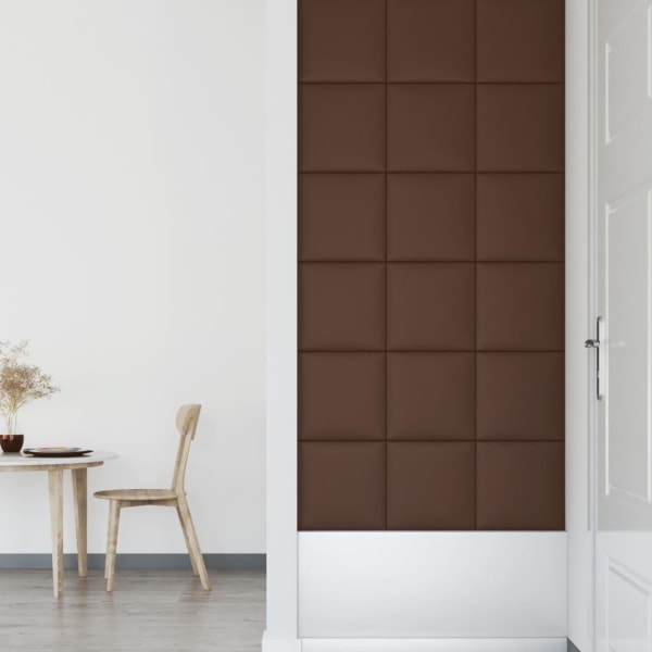 vidaXL Väggpaneler 12 st brun 30x30 cm konstläder 1,08 m² Brun