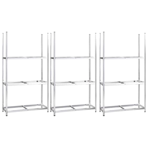 vidaXL Däckställ 3 hyllplan silver 3 st 110x40x200 cm stål Silver