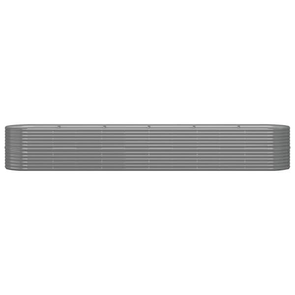 vidaXL Odlingslåda pulverlackerat stål 440x80x68 cm grå Grå