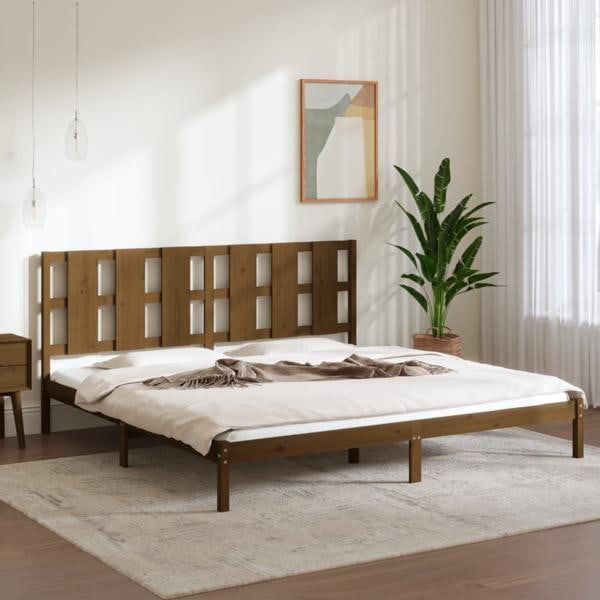 vidaXL Sängram honungsbrun massiv furu 200x200 cm Brun