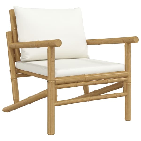 vidaXL Loungegrupp 5 delar gräddvita dynor bambu Brun