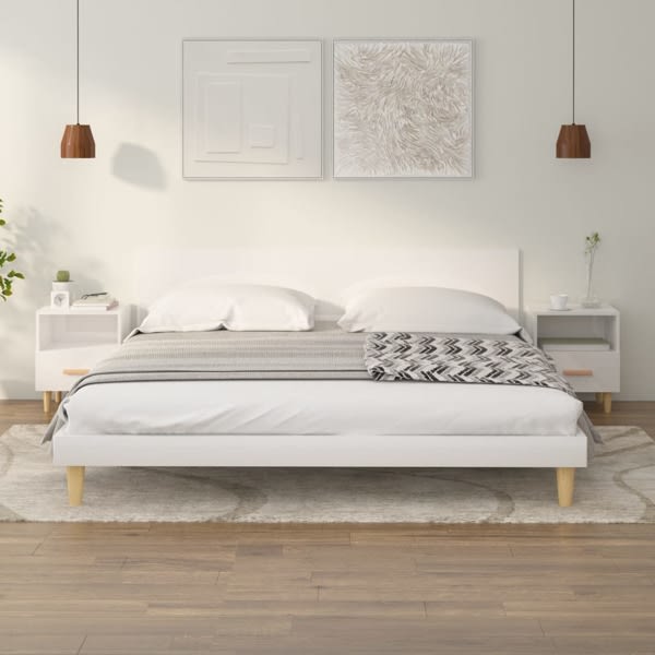 vidaXL Sängbord 2 st vit högglans 40x35x47 cm Vit
