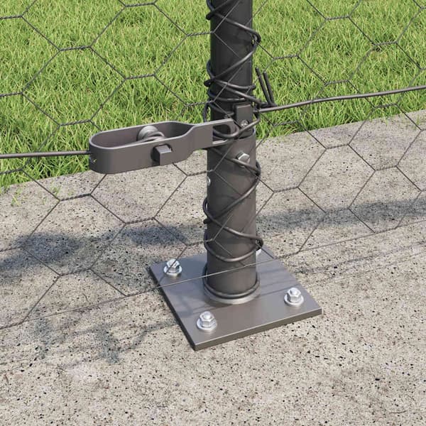 vidaXL Hexagonal stängsel med betongfundament 100 x 0,6 m Grå Mesh Grå