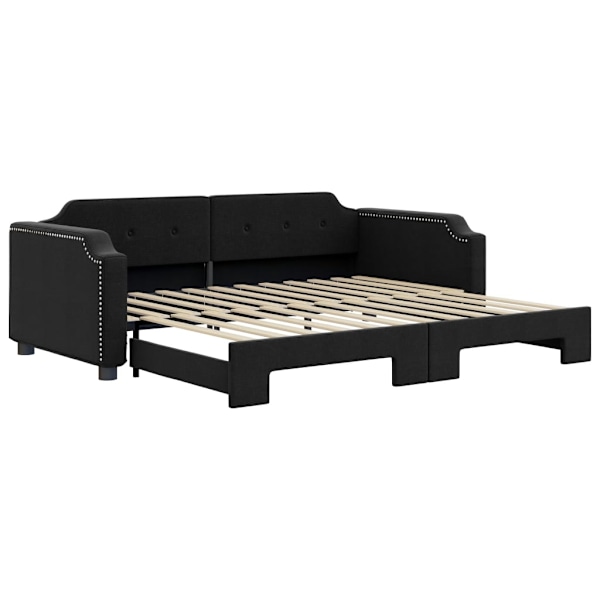 vidaXL Dagbädd utdragbar svart 90x200 cm tyg Svart