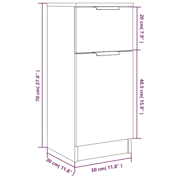 vidaXL Förvaringsskåp sonoma-ek 30x30x70 cm konstruerat trä Brun