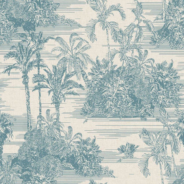 DUTCH WALLCOVERINGS Tapet Tropical beige och ljusblå multifärg