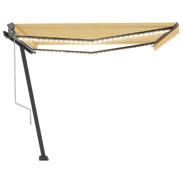 vidaXL Automatisk markis med vindsensor & LED 450x300 cm gul/vit Gul