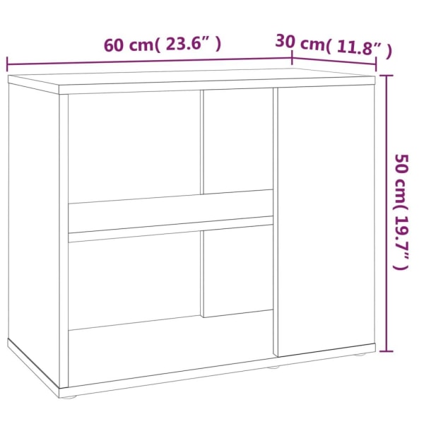 vidaXL Sidoskåp rökfärgad ek 60x30x50 cm konstruerat trä Brun