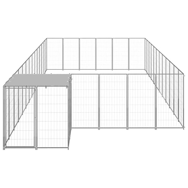 vidaXL Hundgård silver 22,99 m² stål Silver