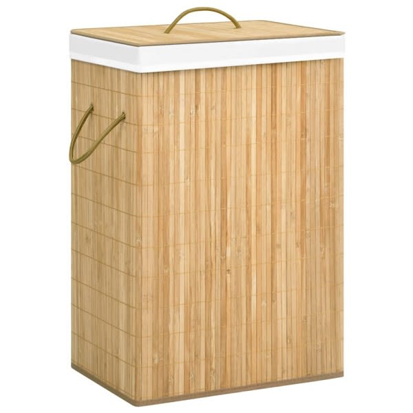 vidaXL Tvättkorg bambu med 2 sektioner 72 L Brun