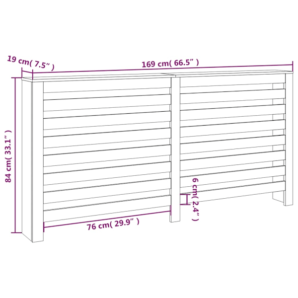 vidaXL Elementskydd vit 169x19x84 cm massiv furu Vit