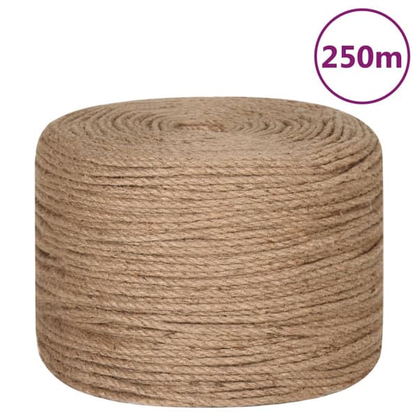 vidaXL Juterep 250 m lång 4 mm tjock Brun