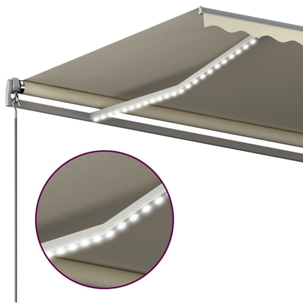vidaXL Automatisk markis med vindsensor & LED 6x3,5 m gräddvit Creme