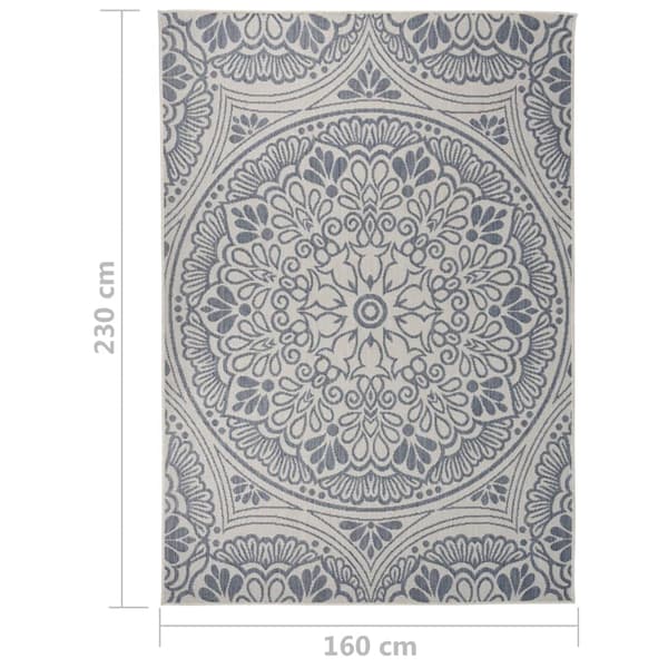 vidaXL Utomhusmatta plattvävd 160x230 cm blått tryck Blå