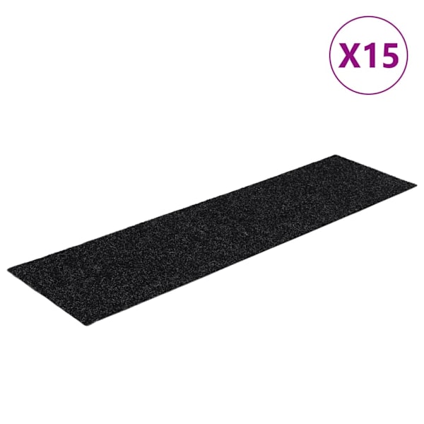 vidaXL Trappstegsmattor självhäftande 15 st 76x20 cm svart Svart