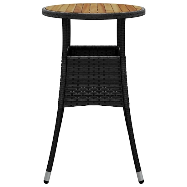 vidaXL Trädgårdsbord Ø60x75 cm akaciaträ och konstrotting svart Svart