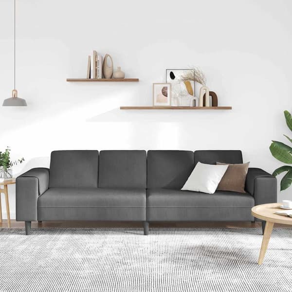 vidaXL Soffa Mörkgrå 250 x 77 x 76 cm Kordread tyg Grå