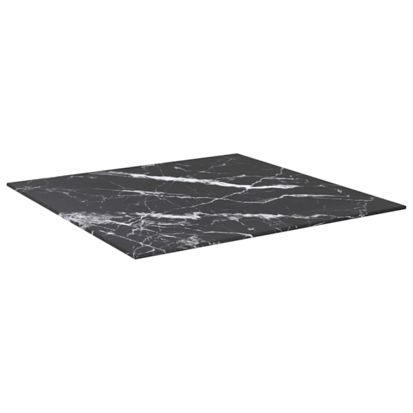vidaXL Bordsskiva svart 60x60 cm 6 mm härdat glas med marmortextur Svart