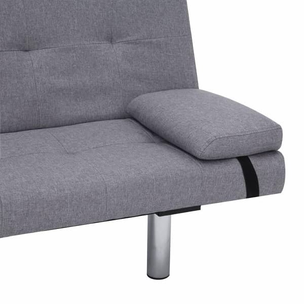 vidaXL Bäddsoffa med två kuddar ljusgrå polyester grå