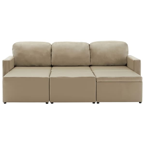 vidaXL Bäddsoffa modulär 3-sits cappuccino konstläder Brun