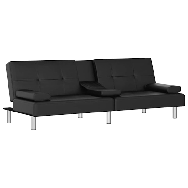 vidaXL Bäddsoffa med mugghållare svart konstläder Svart