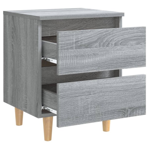 vidaXL Sängbord med massiva furuben 2 st grå sonoma 40x35x50 cm grå