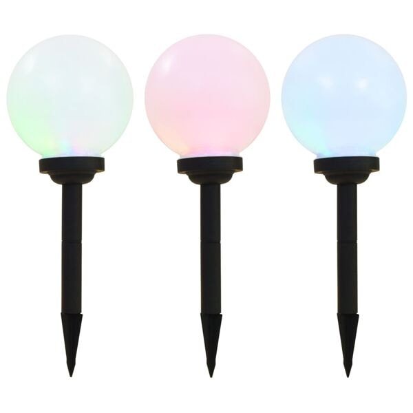 vidaXL Sollampa LED set 3 st sfäriska 20 cm RGB Vit