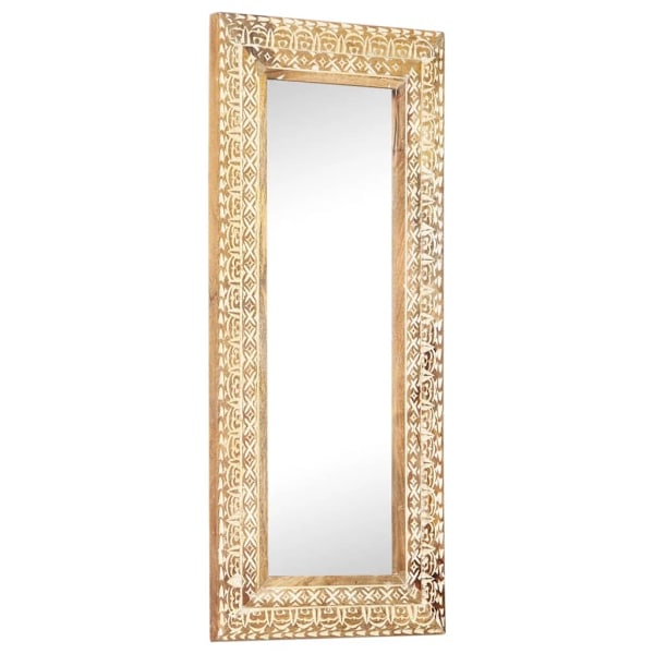 vidaXL Handsnidad spegel 110x50x2,6 cm massivt mangoträ Brun