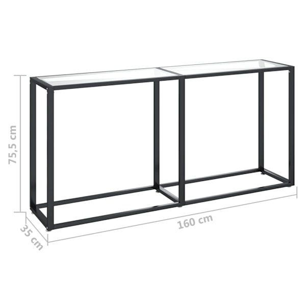vidaXL Konsolbord transparent 160x35x75,5 cm härdat glas Transparent