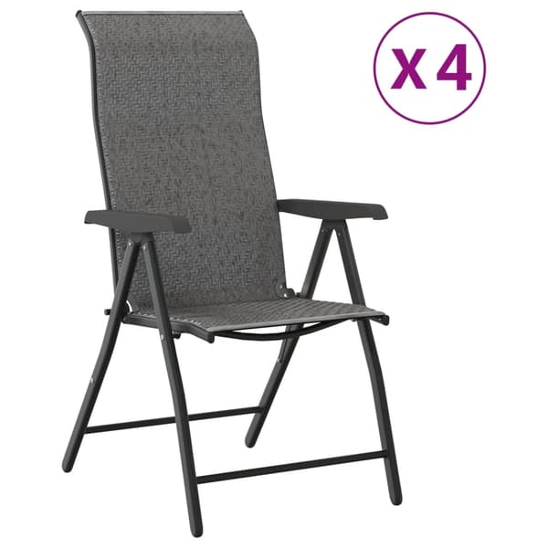 vidaXL Hopfällbara trädgårdsstolar 4 st grå konstrotting Grå