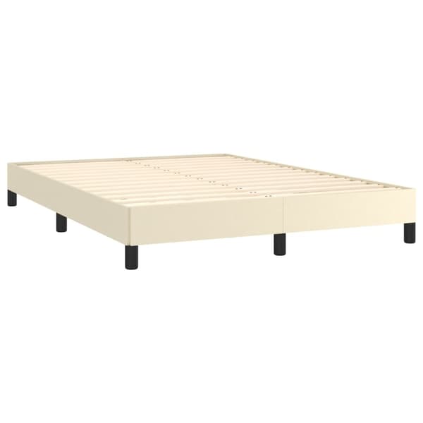 vidaXL Sängram gräddvit 140x190 cm konstläder Kräm