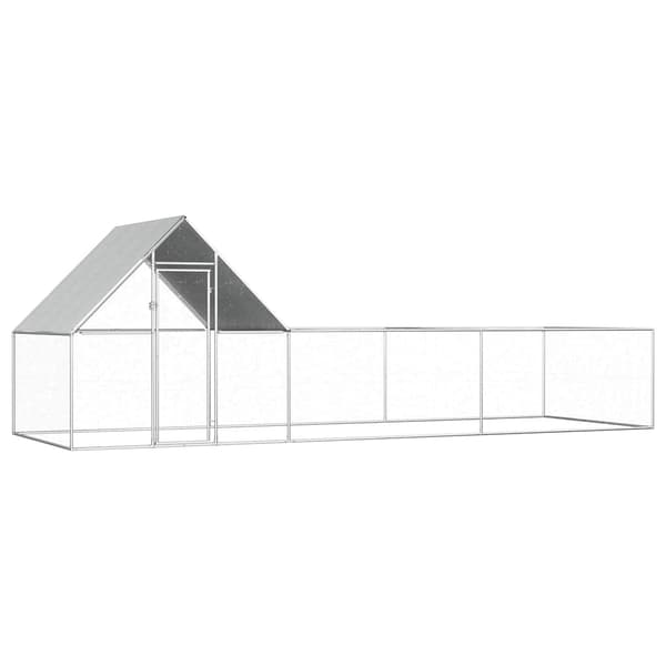 vidaXL Hönsbur 6x2x2 m galvaniserat stål Silver