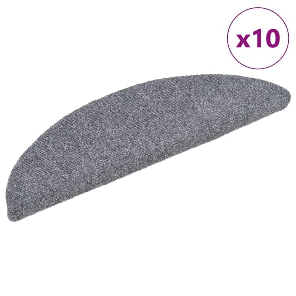 vidaXL Trappmattor självhäftande 10 st 56x17x3 cm ljusgrå halvrunda grå