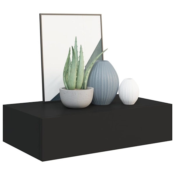 vidaXL Väggmonterad låda svart 40x23,5x10 cm MDF Svart