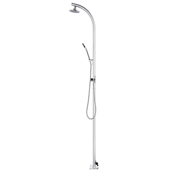 vidaXL Trädgårdsdusch med grått golv 220 cm aluminium Grå