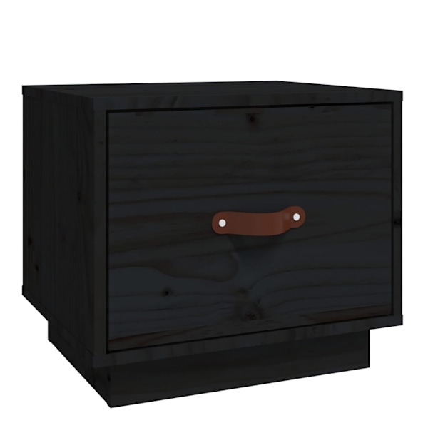 vidaXL Sängbord svart 40x34x35cm massiv furu Svart