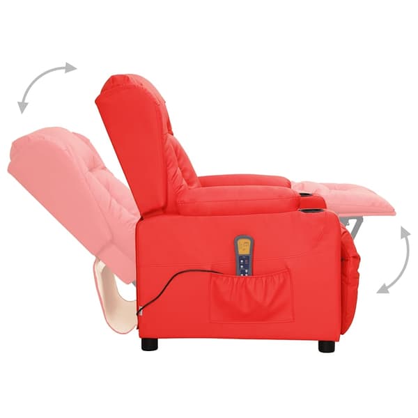 vidaXL Massagefåtölj röd konstläder Röd