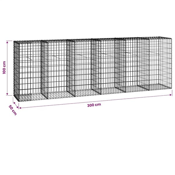 vidaXL Gabionmur i galvaniserat stål 300x50x100 cm Silver