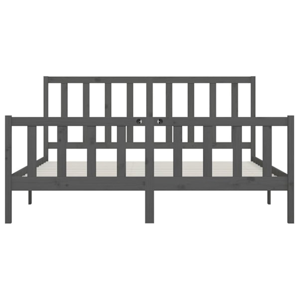 vidaXL Sängram grå massivt trä 200x200 cm Grå