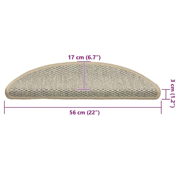 vidaXL Trappstegsmattor självhäftande sisal 15 st 56x17x3 cm ljusgrön grå