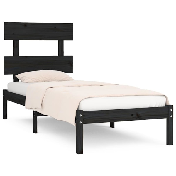 vidaXL Sängram svart massiv furu 75x190 cm Svart