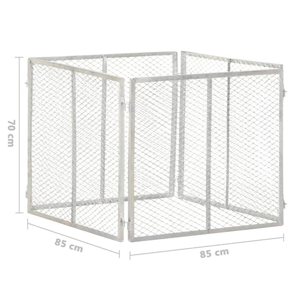 vidaXL Kompost 85x85x70 cm galvaniserat järn Silver