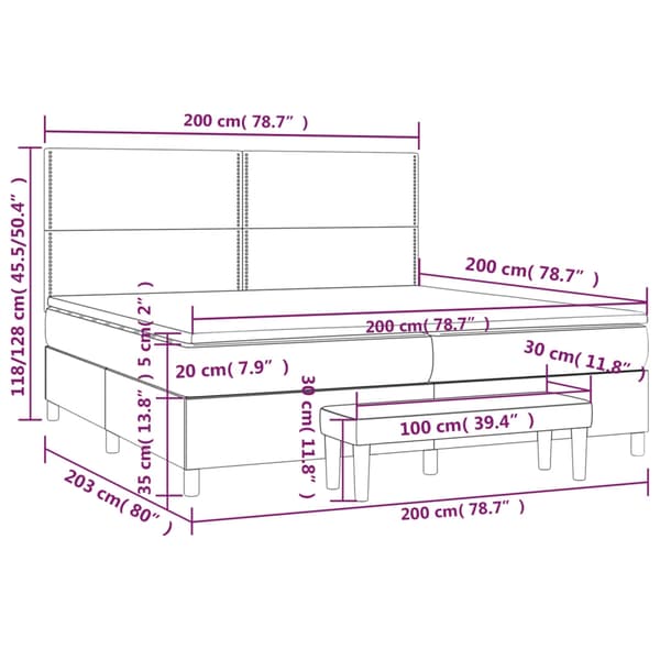 vidaXL Ramsäng med madrass vit 200x200 cm konstläder Vit