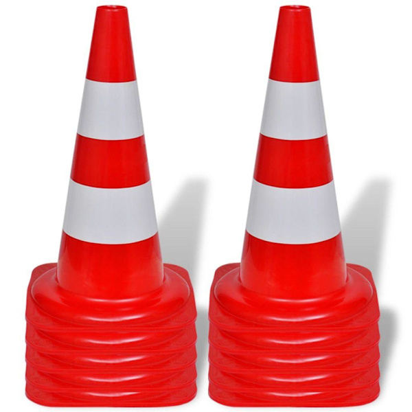 vidaXL 10 Trafikkoner röd och vit 50 cm
