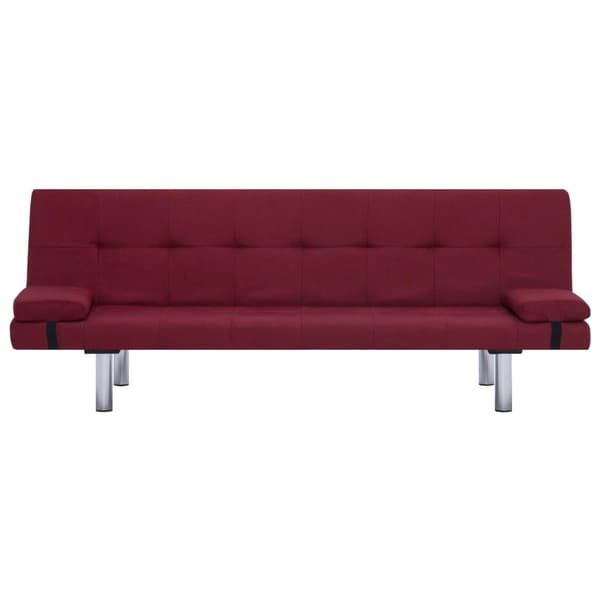 vidaXL Bäddsoffa med två kuddar vinröd polyester Röd