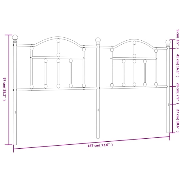 vidaXL Huvudgavel metall vit 180 cm Vit