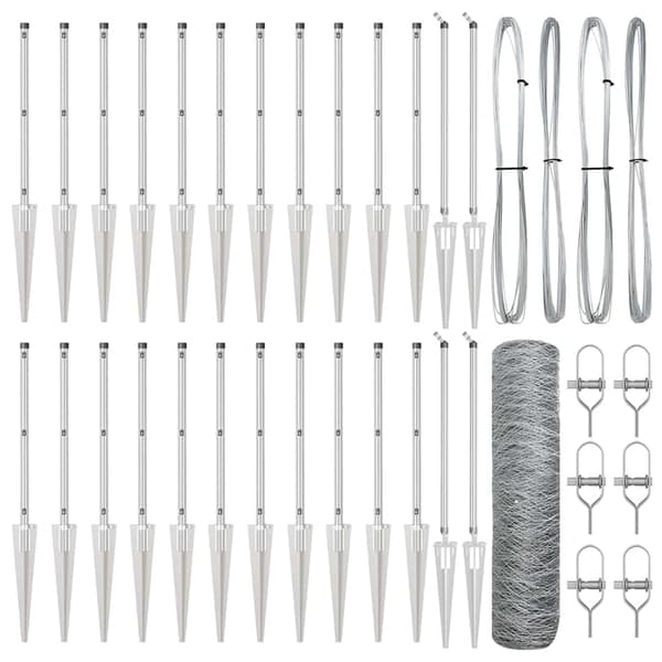 vidaXL Utomhus hexagonal stängsel med stolpe 50 x 0,6 m Silver Mesh Silver